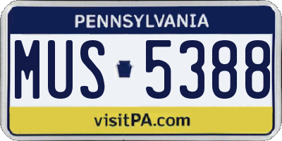 PA license plate MUS5388