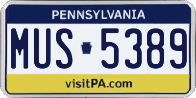 PA license plate MUS5389