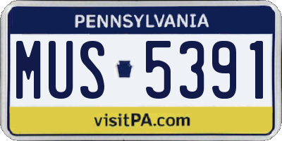 PA license plate MUS5391