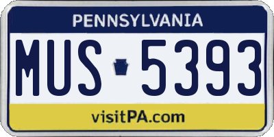 PA license plate MUS5393