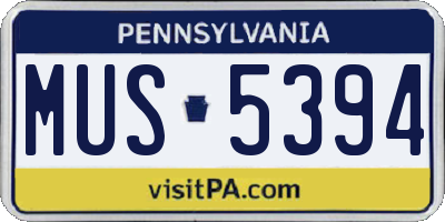 PA license plate MUS5394