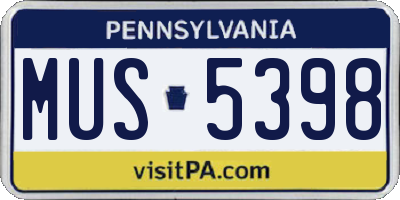PA license plate MUS5398