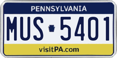 PA license plate MUS5401