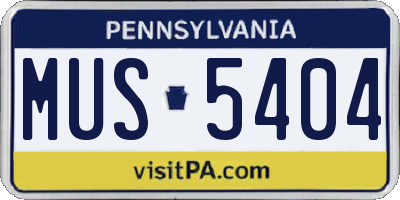 PA license plate MUS5404