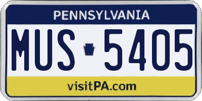 PA license plate MUS5405