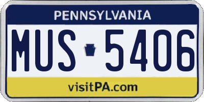 PA license plate MUS5406