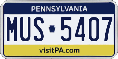 PA license plate MUS5407