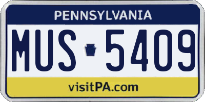 PA license plate MUS5409