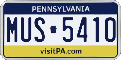 PA license plate MUS5410