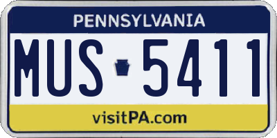 PA license plate MUS5411