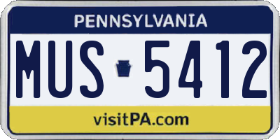 PA license plate MUS5412
