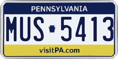 PA license plate MUS5413