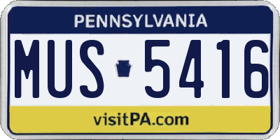 PA license plate MUS5416
