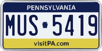 PA license plate MUS5419