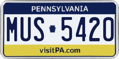 PA license plate MUS5420