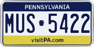 PA license plate MUS5422