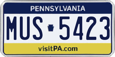 PA license plate MUS5423