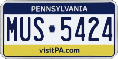 PA license plate MUS5424