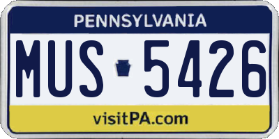 PA license plate MUS5426