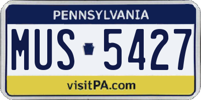 PA license plate MUS5427