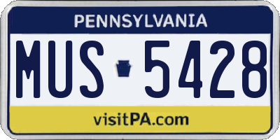 PA license plate MUS5428