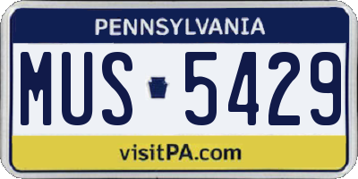 PA license plate MUS5429