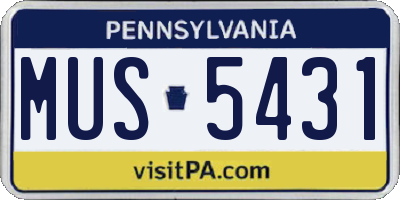 PA license plate MUS5431