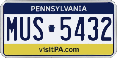 PA license plate MUS5432