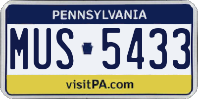 PA license plate MUS5433