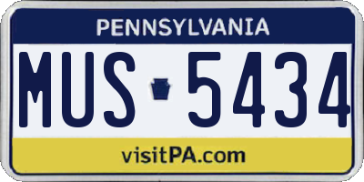 PA license plate MUS5434