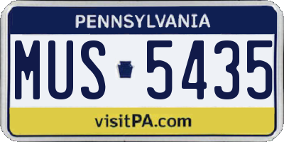 PA license plate MUS5435