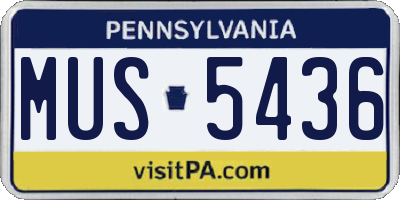 PA license plate MUS5436