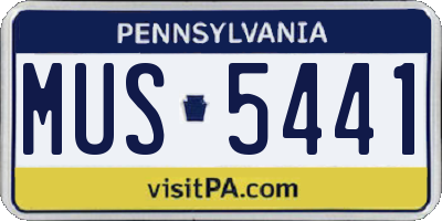 PA license plate MUS5441