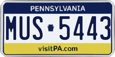 PA license plate MUS5443