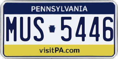 PA license plate MUS5446