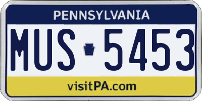 PA license plate MUS5453