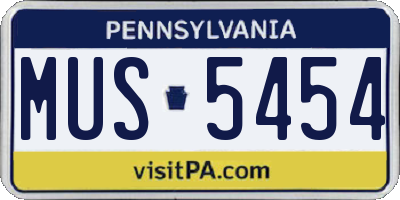 PA license plate MUS5454