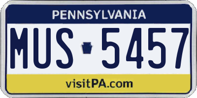 PA license plate MUS5457