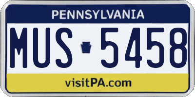 PA license plate MUS5458