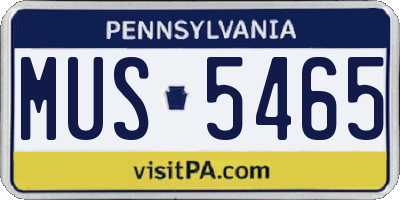 PA license plate MUS5465