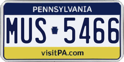 PA license plate MUS5466