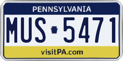 PA license plate MUS5471