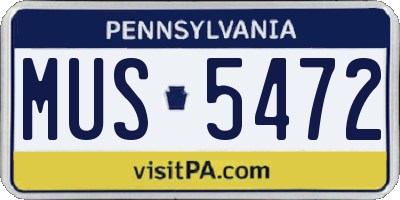 PA license plate MUS5472