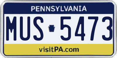 PA license plate MUS5473