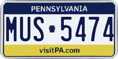 PA license plate MUS5474