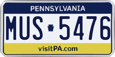 PA license plate MUS5476