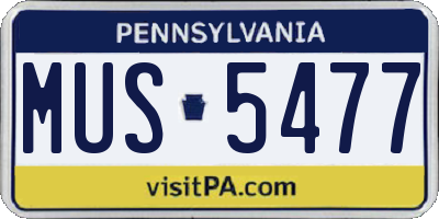 PA license plate MUS5477