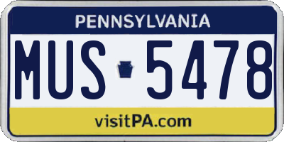 PA license plate MUS5478