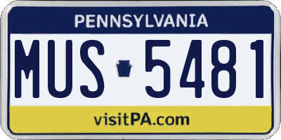 PA license plate MUS5481