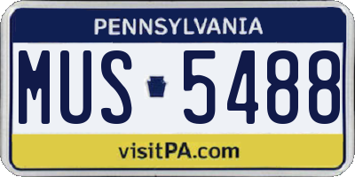 PA license plate MUS5488